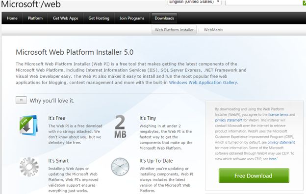 download Microsoft Web Platform Installer